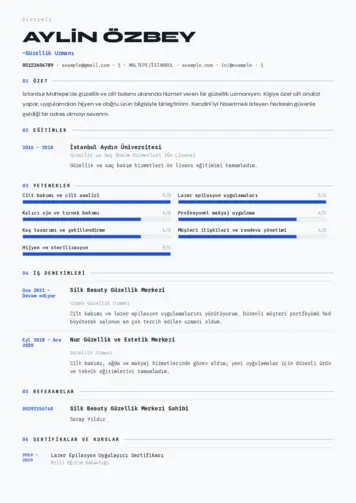 Güzellik Uzmanı Cv Örnekleri  cv indir